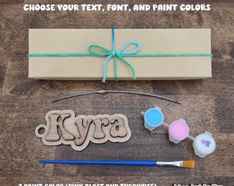 Paint Your Own Bag Tag Kit - Personalized gift for kids, custom birthday gift, sleepover party favor, art stocking stuffer, craft project