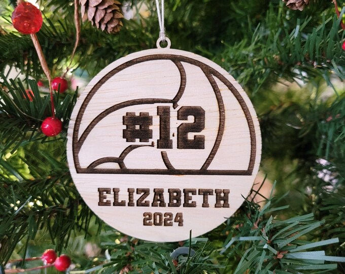 Personalized Volleyball Christmas ornament - custom ornament for club volleyball player, high school volleyball coach gift from team