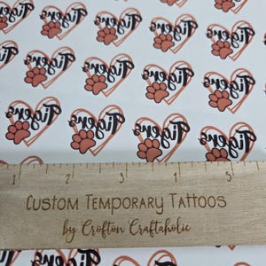 Custom Temporary Tattoos for football games - cheerleader tattoos with pom pom, football with heart, Team Spirit, School colors, High school heart w/ paw print
