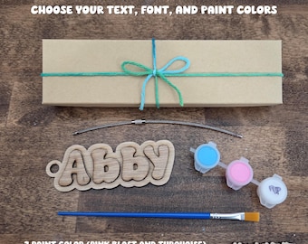 Paint Your Own Bag Tag Kit - Personalized gift for kids, custom birthday gift, sleepover party favor, art stocking stuffer, craft project