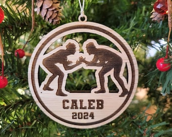 Personalized Wrestling Christmas ornament - custom ornament for wrestler, high school wresting coach gift from team, name, boy or girl