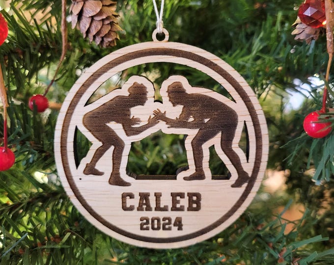 Personalized Wrestling Christmas ornament - custom ornament for wrestler, high school wresting coach gift from team, name, boy or girl