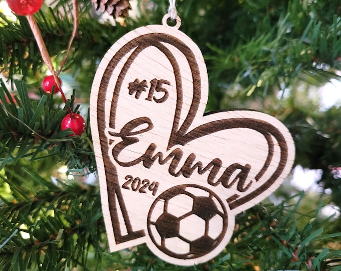 Personalized Soccer Christmas ornament - custom ornament for club soccer player, high school soccer coach gift from team, youth soccer