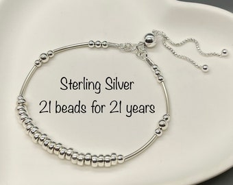 925 Silver 21st Birthday Bracelet, 21 Birthday gift idea, Sterling Silver 21st Bracelet, 21st Birthday Gift for Her, Milestone Bracelet