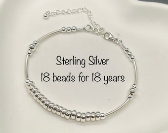 925 Silver 18th Birthday Bracelet, 18th Birthday gift idea, Sterling Silver 18th Bracelet, 18th Jewellery, Milestone Bracelet