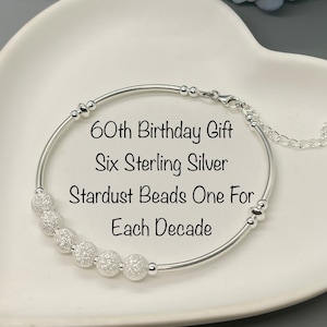 60th Birthday gift for women, Statement Jewellery, Sterling Silver Bead Bracelet, Mum, Grandma Gift, Best Friend idea, Personalised