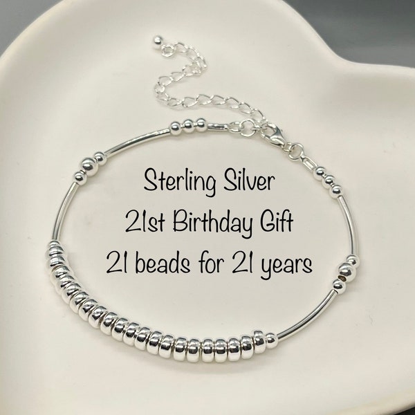 925 Silver 21st Birthday Bracelet, 21 Birthday gift idea, Sterling Silver 21st Bracelet, 21st Birthday Gift for Women, Milestone Bracelet