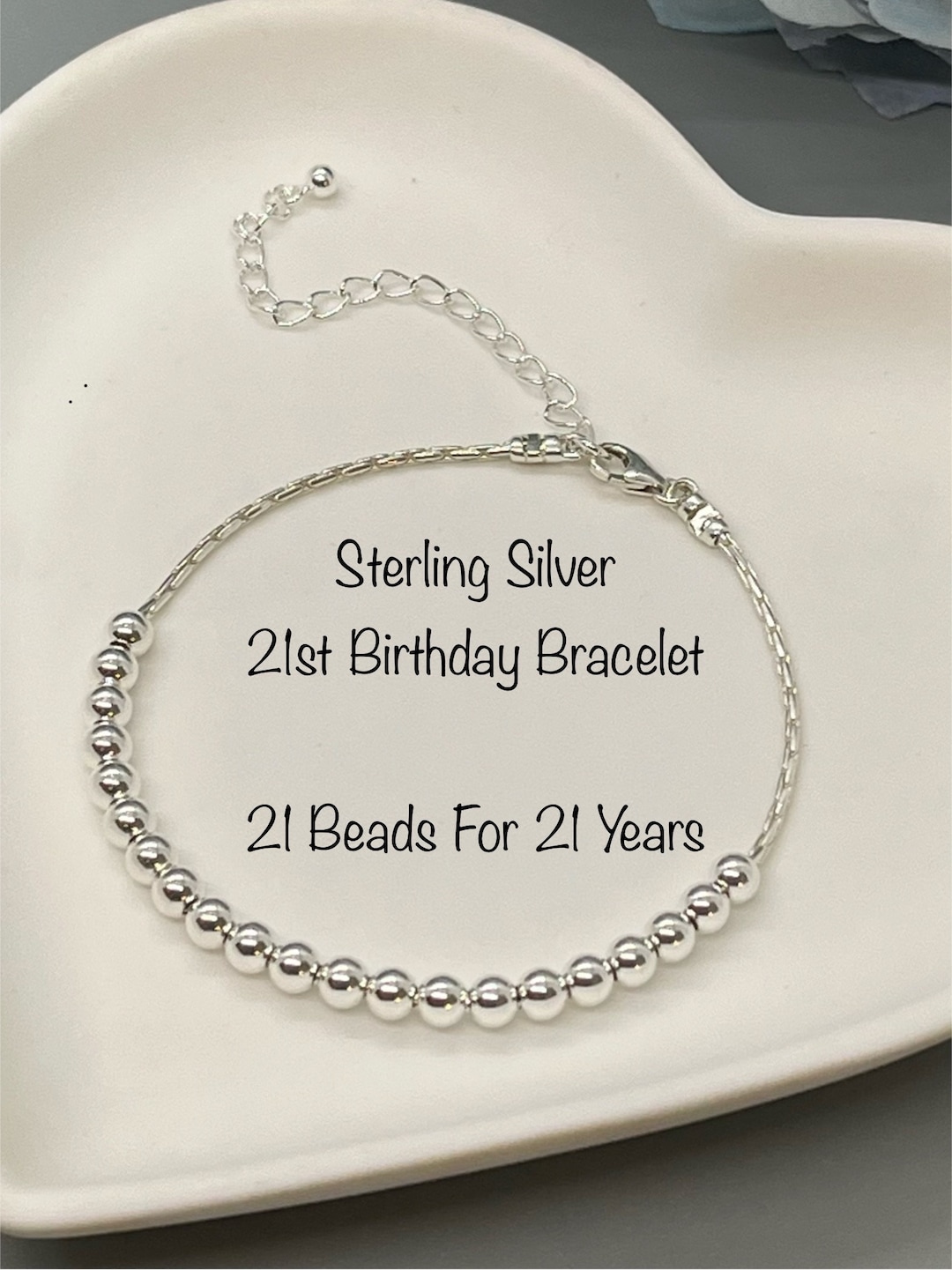 925 Silver 21st Birthday Bracelet, 21 Birthday Gift Idea, Sterling