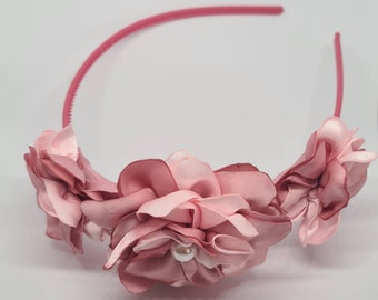 Handmade satin flower headband for flower girl/ Wedding hair accessories