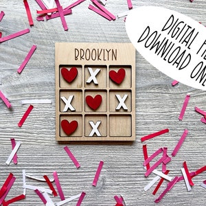 Gepersonaliseerde Valentines Tic Tac Toe Game SVG | Lasergesneden bestand | Getest op onweer | Glowforge | Mira | Brandwonden | Klein project sloophout