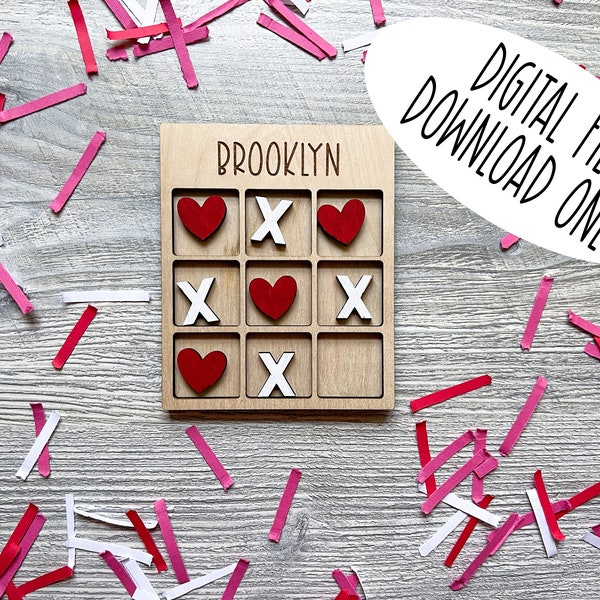 Personalized Valentines Tic Tac Toe Game SVG | Laser Cut File | Thunder Tested | Glowforge | Mira | Lightburn | Scrap wood Small Project