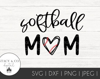 Softball Mom SVG | Softball SVG | Softball Mama SVG | Softball Heart svg | Softball Cut File | Softball Mom Shirt Cut File