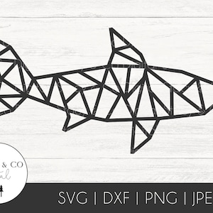 Geometric Shark SVG Clipart for Cricut, Silhouette, Glowforge, Shark PNG, DXF and Vector files