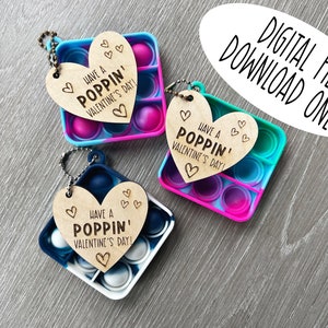 Poppin Classroom Valentine&#39;s Day SVG file for Laser Cutting | Glowforge | Thunder | Mira | Lightburn Keychain Valentine Pop Tags