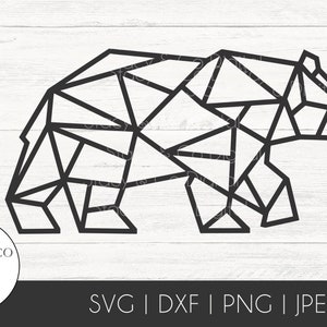 Geometric Bear SVG Clipart pour les fichiers Cricut, Silhouette, Glowforge, Bear PNG, DXF et Vector