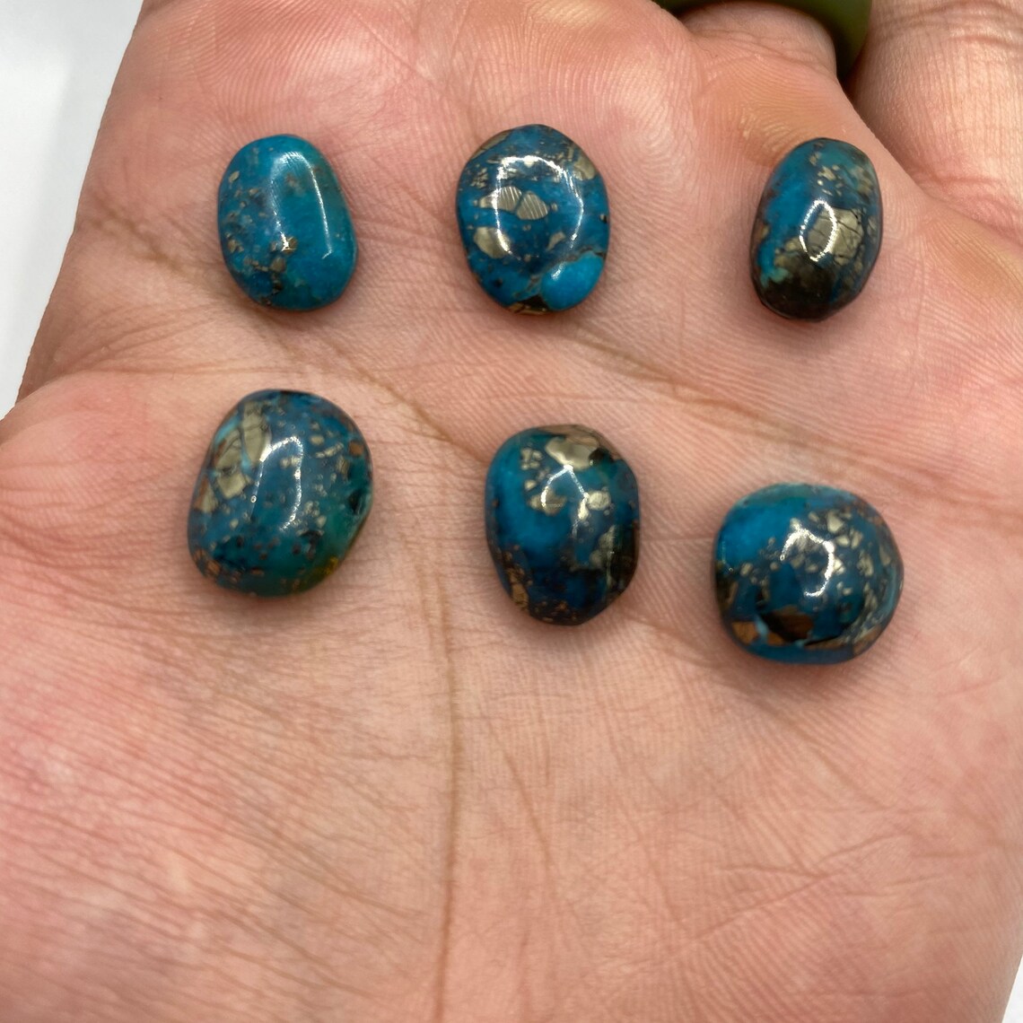 Morenci Turquoise Cabochons set Lot 6 Etsy