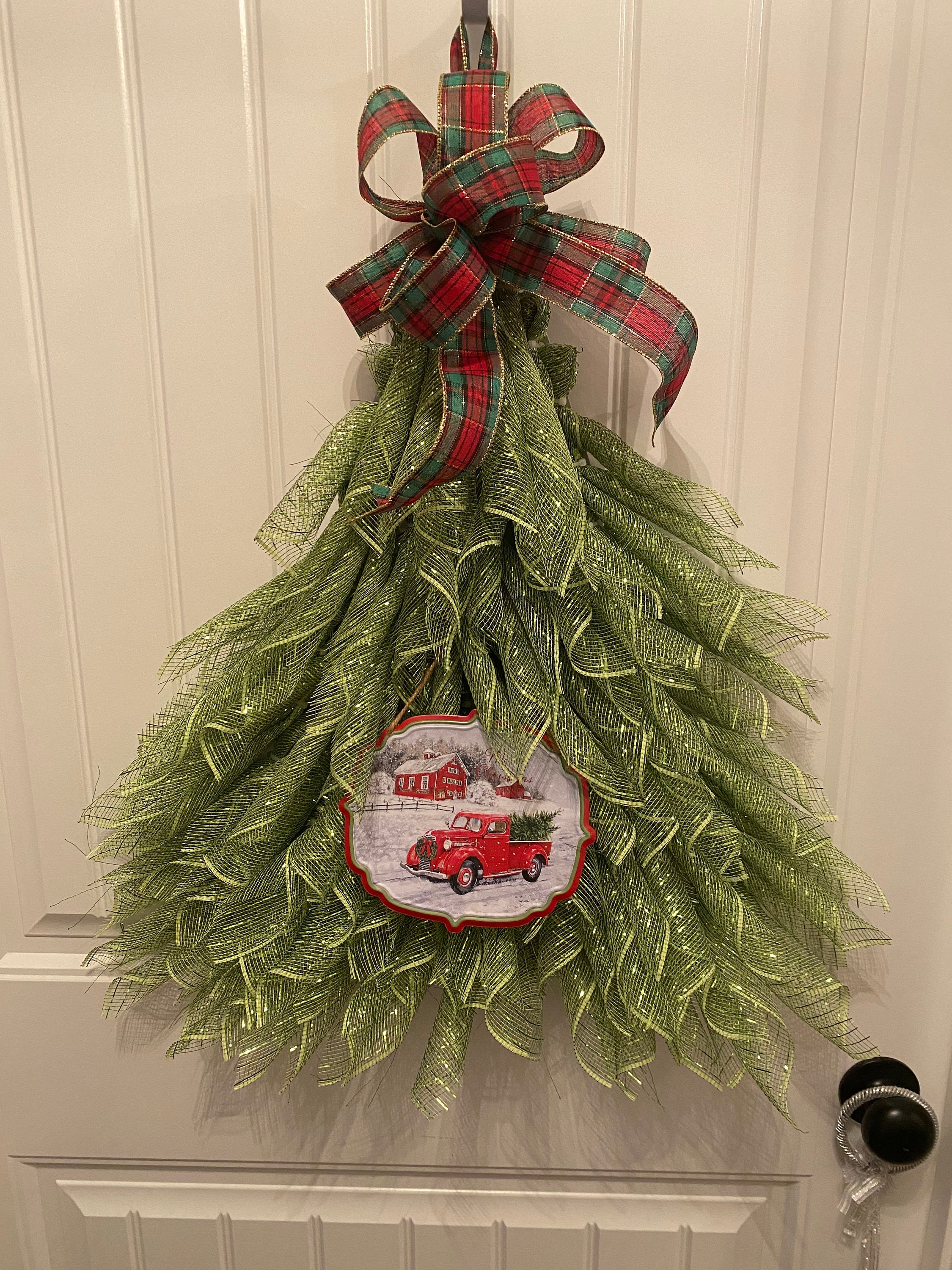 Christmas wreath for front door Christmas tree door hanger Etsy