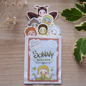 Cryptid Sonny - sonny angel desk friend vinyl glossy sticker set, mystery pack of 3