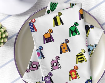 Horse Racing, Jockey Silks, Colorful Napkins, Kentucky Derby Party Decorations - Set of 4