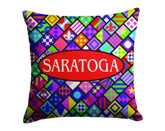 Saratoga Horse Racing Race Track Pillow