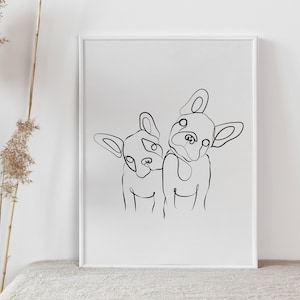French Bulldog Art Print, Frenchie Drawing, One Line Pet, French Bull Dog Gift Ideas, Custom Dog Portrait, Custom Pet Portrait, Illustration