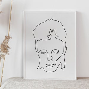 David Bowie digitaler Download, Kunstdruck, Musiker Portrait, One Line, Musik Linie Zeichnung, Illustration