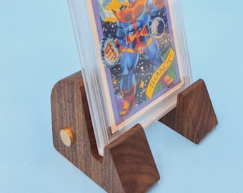 Hardwood PSA Graded Card Stand | CNC Walnut Display Holder for Trading Card Slabs | Minimalist Collector Gift