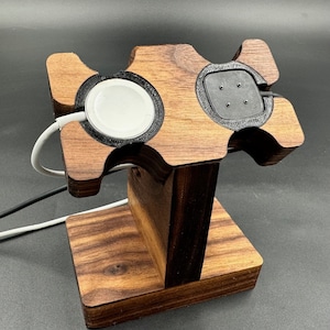Artisanal Charging Station for 2x Apple, Fitbit, Google & Samsung Watches (Hardwood)
