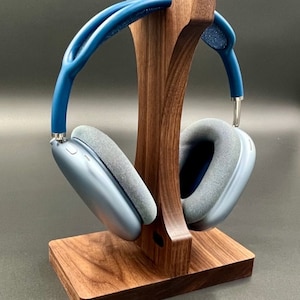 Hardwood Headphone Stand (Walnut) with Magnetic Charging Capability