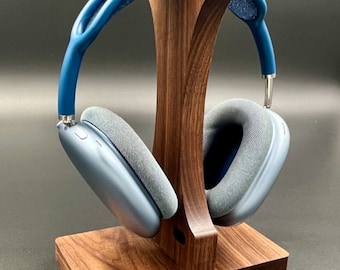 Support pour casque d'écoute en bois dur (noyer) avec capacité de charge magnétique