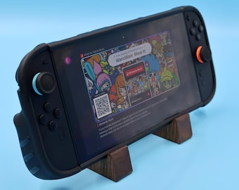 Hardwood Nintendo Switch 2 Stand | CNC Walnut Display Holder, Fits With or Without a Case | Handmade Gamer Gift