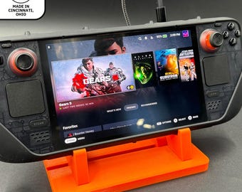 Universal Adjustable Stand Display for Gaming Handhelds - Rog Ally, Legion Go, Steam Deck, Phones, Media, More - Custom Slots & Cable Mgmt
