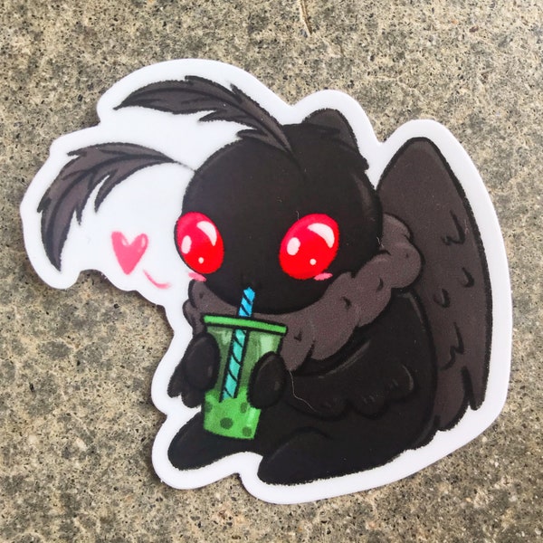 Original || Cute Cryptid Boba Mothman Sticker