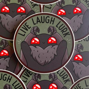 Mothman Sticker || Live Laugh Lurk - Boba Mothman Series || Cute Baby Cryptid