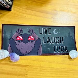 Mothman bumper sticker || Live Laugh Lurk - Boba Mothman Series || Cute Baby Cryptid