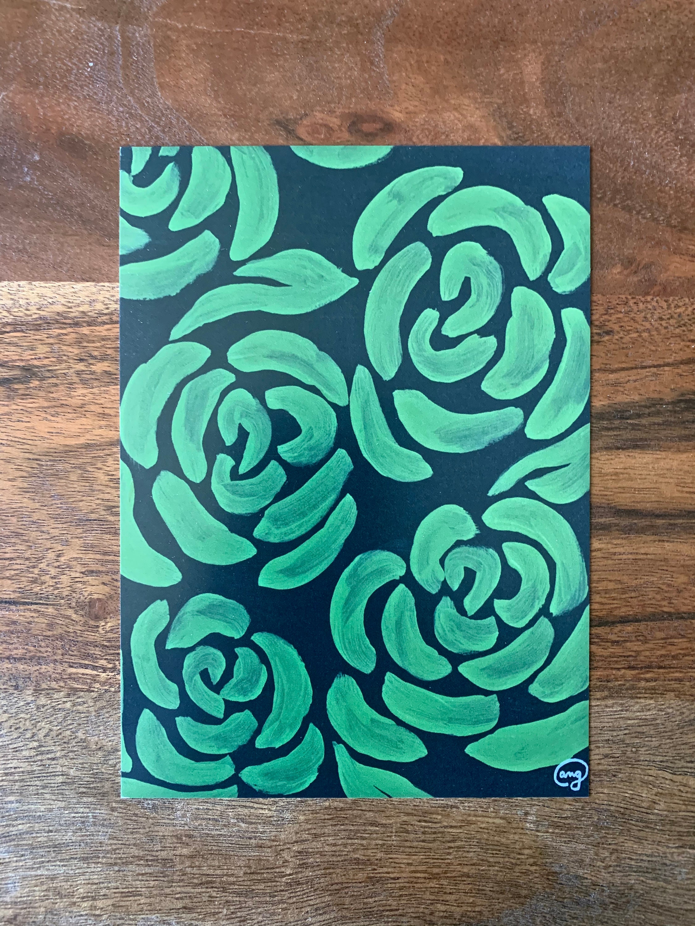 Green and Black Floral Art Print Etsy