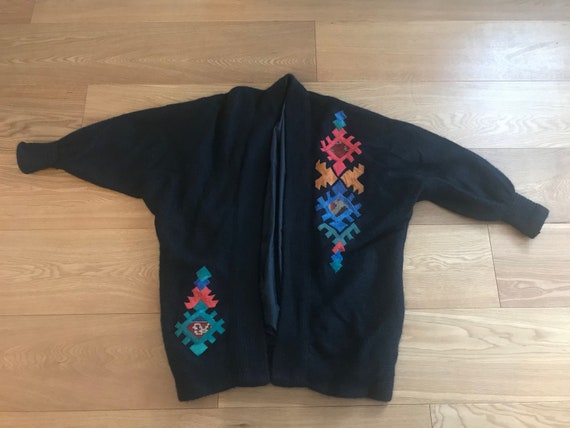 80s mohair chunky cardigan sweater bat wings sleev