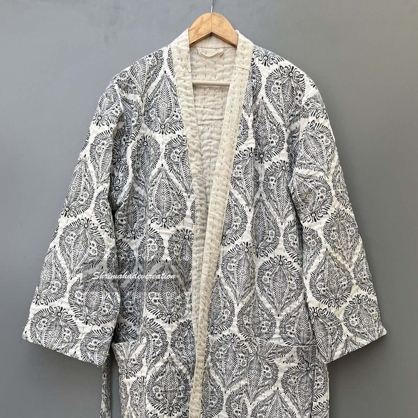 Cotton Floral Printed Women Wear Night Soft and Comfortable Kantha Quilted Kimono Tunic Bridesmaid Gift Kantha Jacket