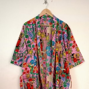 Natori Private Luxuries Satin Kimono Robe With Water Lily Design