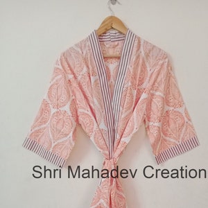 Beautiful Cotton Kimono, Bath Robe, Shower Robe, Block Print Robe, Dressing Gown, Bikini Cover Up