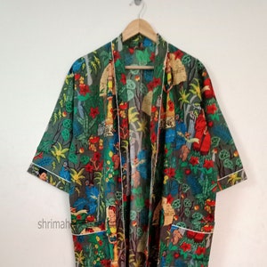 FRIDA KHALO  indian handmade kimono 100% cotton bath robe,kimono,night robe, women wear kimono