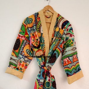 Israel Print Long Kantha Robe, Unisex Wear Jacket, Beach kimono,Night Wear Dress, Dressing Gown, Cotton Kimono