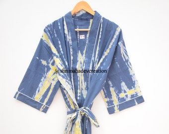 Indian Handmade Tie & Dye Kimono Sleepwear for Women Mother's Day Gift Resort Robe Beach Cover Up Bridesmaid Gift