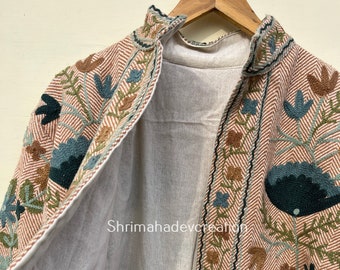 Suzani Embroidery WinterWear Jacket Womens Coat Quilted Jacket Ethnic Unisex Coat, Suzani Short Quilted Jacket Multi colors
