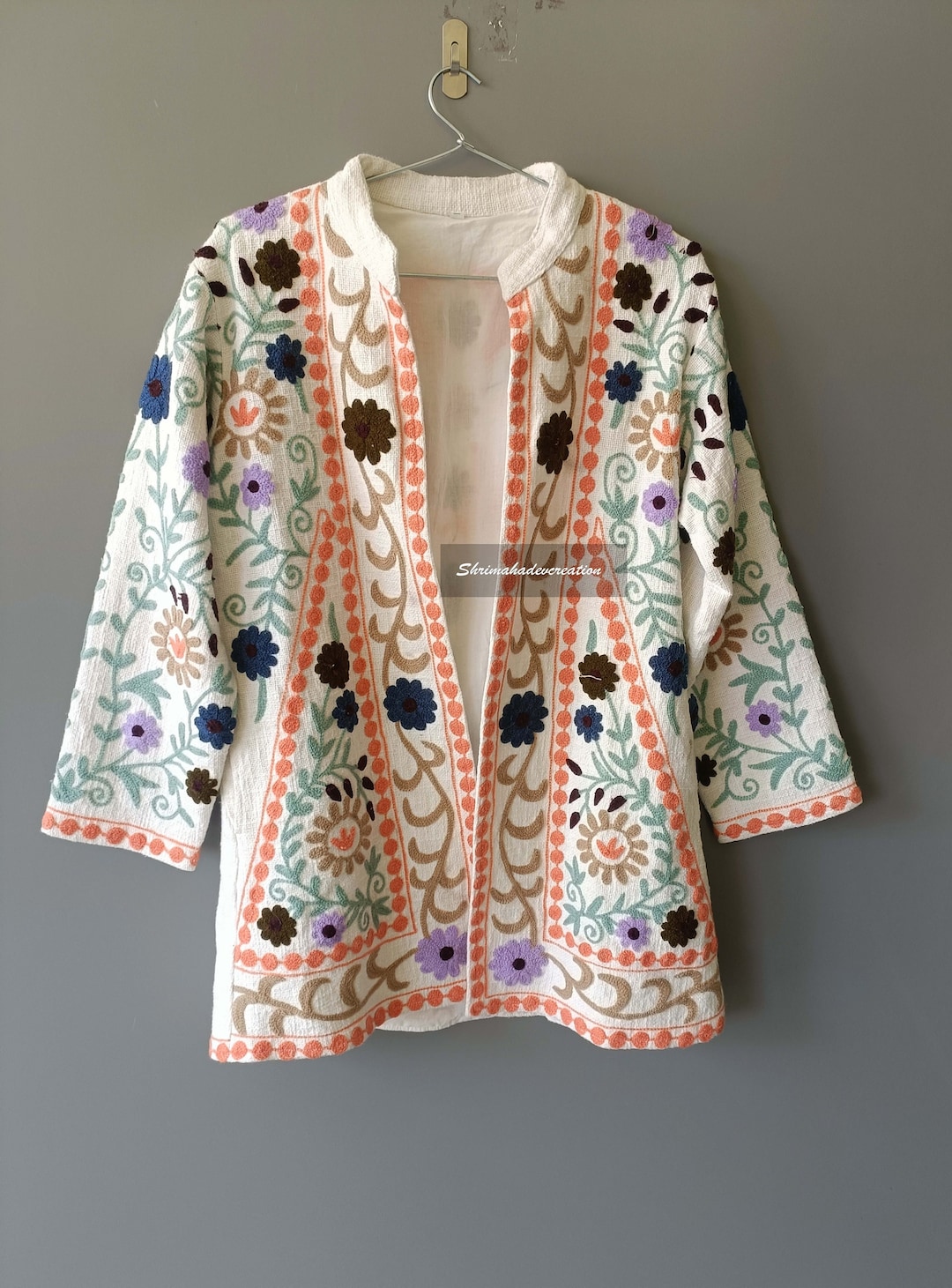 Handmade Suzani Hand Embroidery Jacket, Winter Jacket, Womens Coat