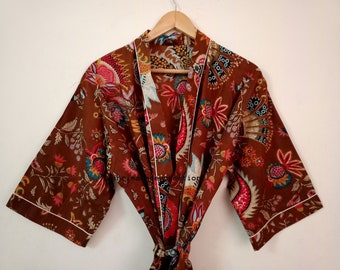 Hand Block Print Kimono, 100% Cotton Bath Robe, Unisex Robe, Bridal Getting Ready Robe, Bridesmaid Gift, Dressing Gown, Gift For Her