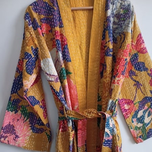 EXPRESS DELIVERY Cotton Floral Printed Women Wear Night Bathrobe Gown Kantha Kimono Jacket, Winter Wear Beach Women Robe image 3