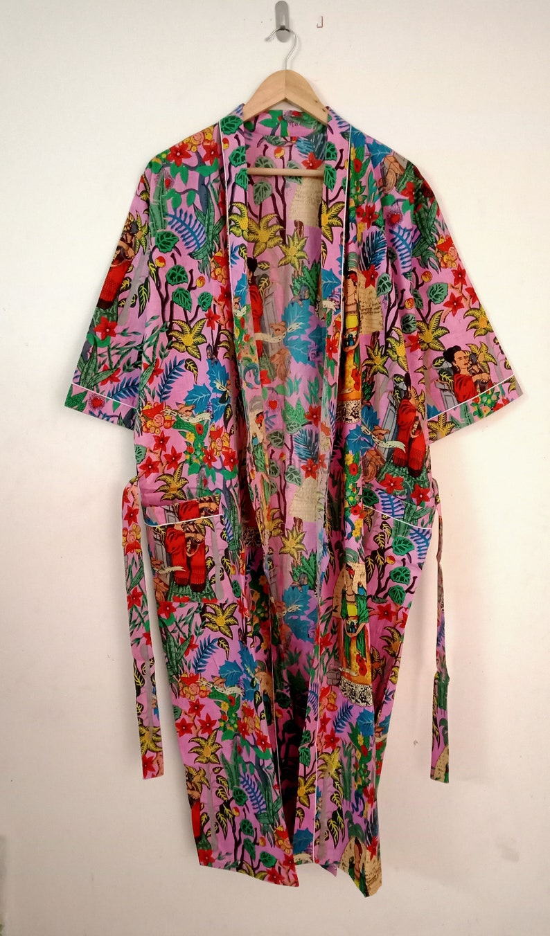 after shower kimono robe beachwear kimono robe nightwear kimono robe Frida Kahlo cotton kimono robe robe for women cardigan women robe