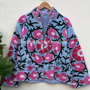 INDIAN SUZANI EMBROIDERY jacket multi color jacket Party wear jacket gift for girlfriend sexy jacket for girls and women beautiful