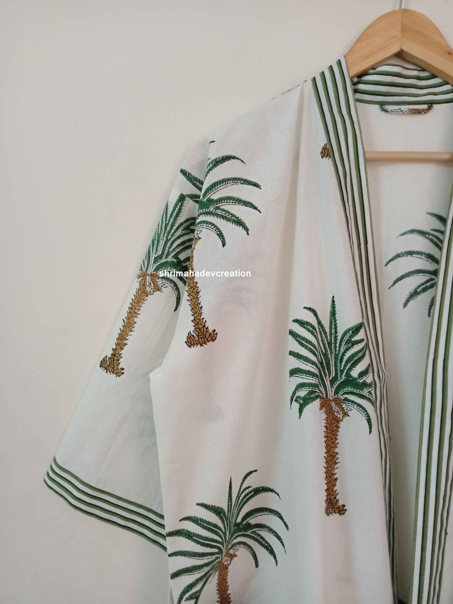 New Indian Palm Tree Print Kimono Bathrobe Beach Wear Robe Etsy